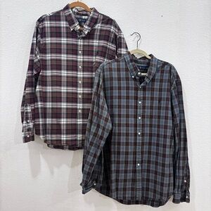 Ralph Lauren Plaid Button Up Long Sleeve Shirts Bundle XXL Red/White Blue/Red